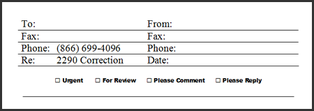 Form 2290 - Fax Coversheet Example